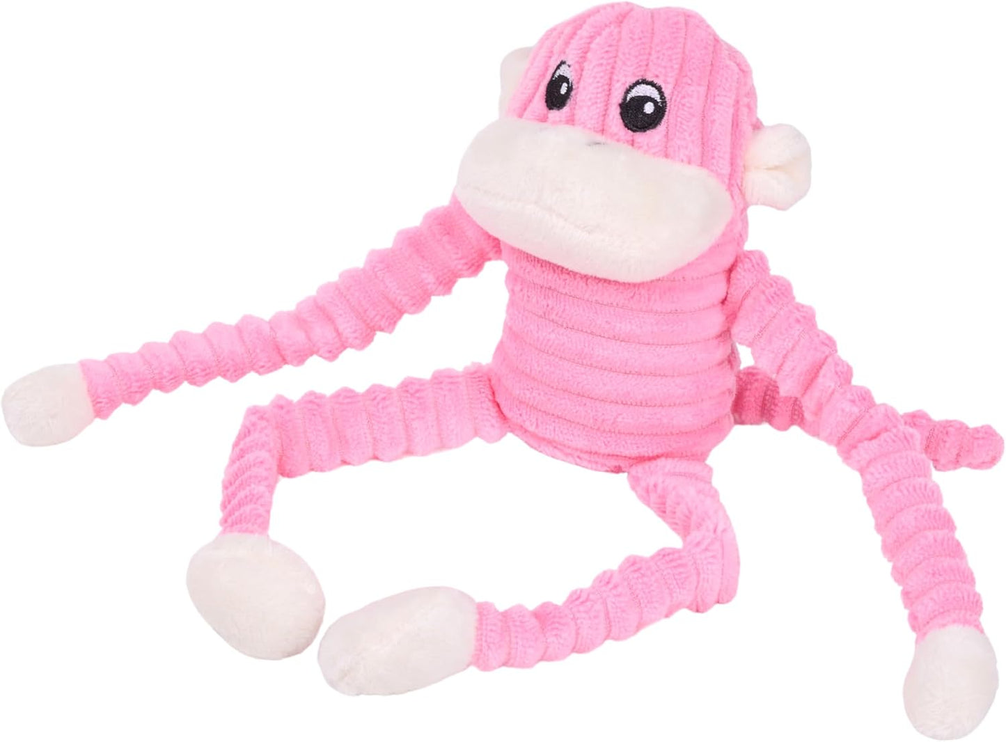 Crinkle Monkey - Interactive Dog Toys to Keep Them Busy, Squeaky Plush Pet Toy for All Breeds, Cute Gift for Small and Medium Dogs, Contains 1 round Squeaker - Small, Pink