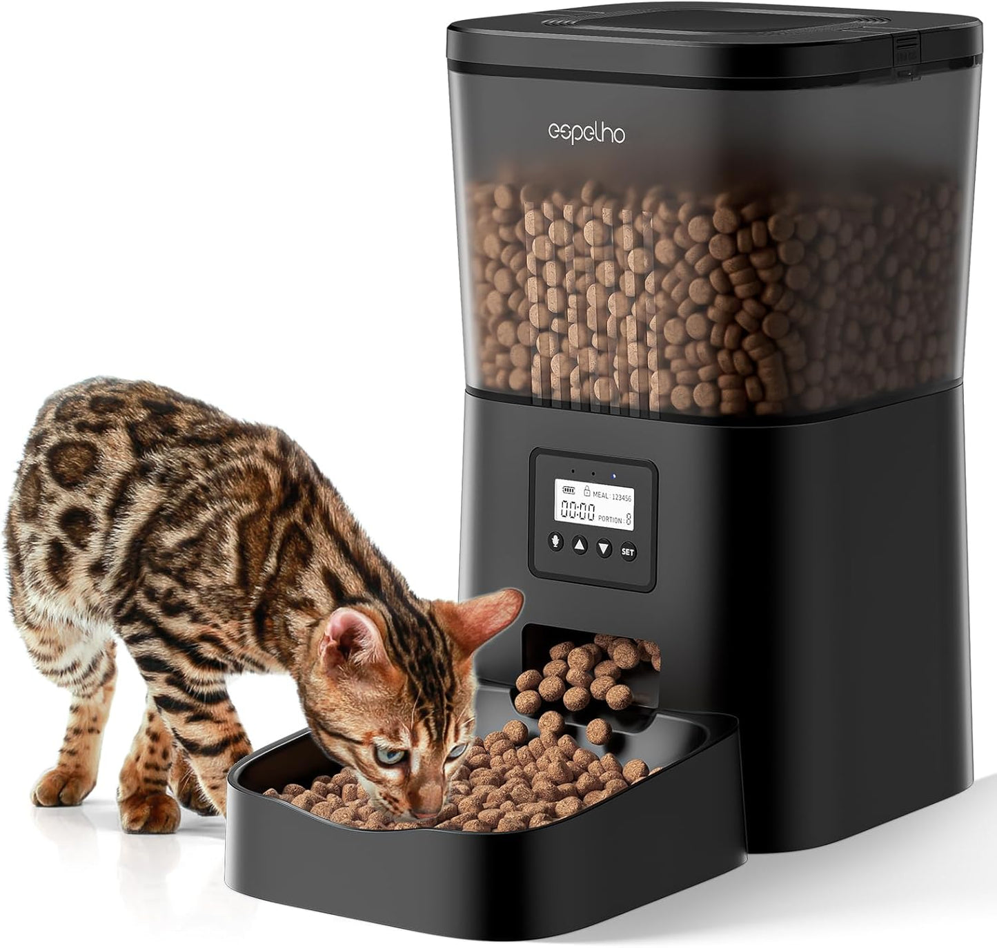 Automatic Cat Feeder- 4L Timed Cat Food Dispenser 1-6 Meals Control for Cat and Small Dog- Auto Pet Feeder with Desiccant Bag Keep Fresh for Reliable Easy Set up and Clean- Voice Recorder