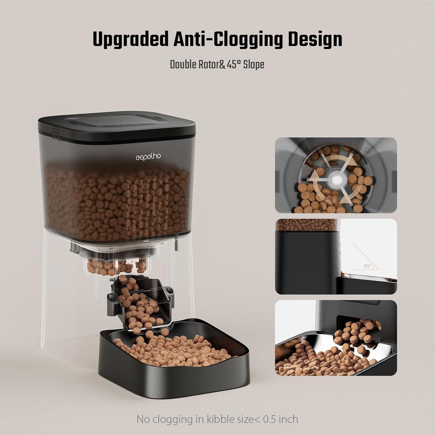 Automatic Cat Feeder- 4L Timed Cat Food Dispenser 1-6 Meals Control for Cat and Small Dog- Auto Pet Feeder with Desiccant Bag Keep Fresh for Reliable Easy Set up and Clean- Voice Recorder