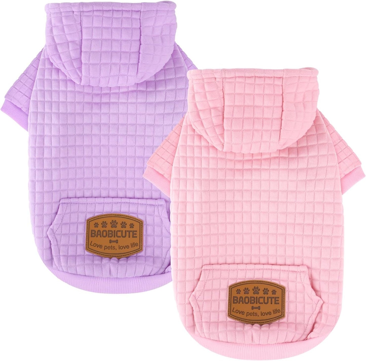 2 Pack Dog Hoodie Sweaters for Small Medium Large Dogs Winter Fall Warm Dog Clothes for Small Dogs Ultra-Soft Sweatshirt Jackets Waffle-Like Laminated Coats Bulldog Pitbull Schnauzer Cats