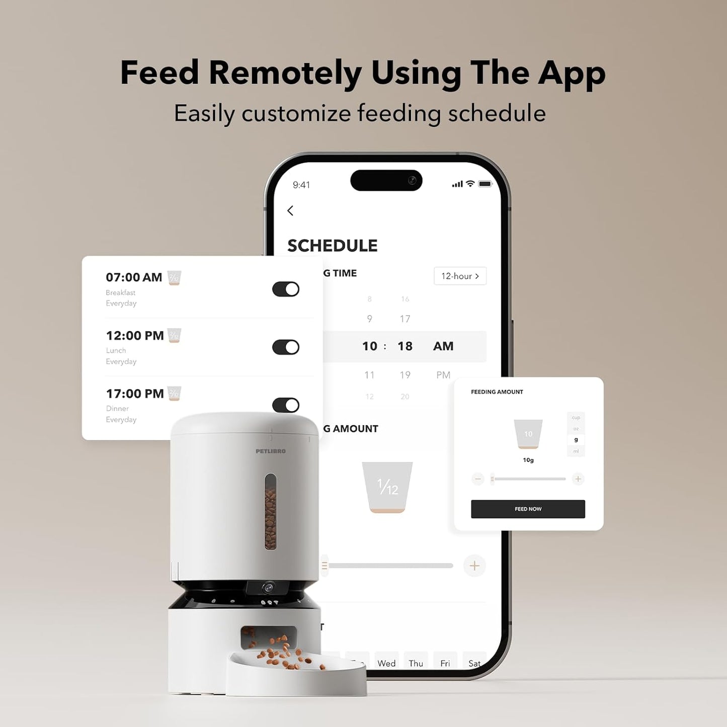 Automatic Cat Feeder with Camera, 1080P HD Video with Night Vision, 5G Wifi Pet Feeder with 2-Way Audio, Low Food & Blockage Sensor, Motion & Sound Alerts for Cat & Dog Single Tray