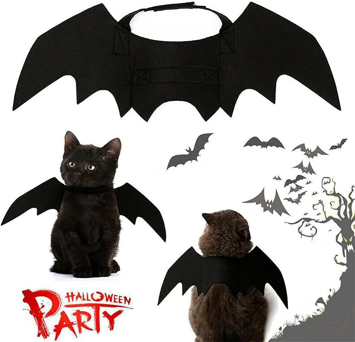 Halloween Pet Bat Wings Cat Dog Bat Costume Cute Black Cat Bat Wings Cosplay Puppy Cat Dress up Accessories