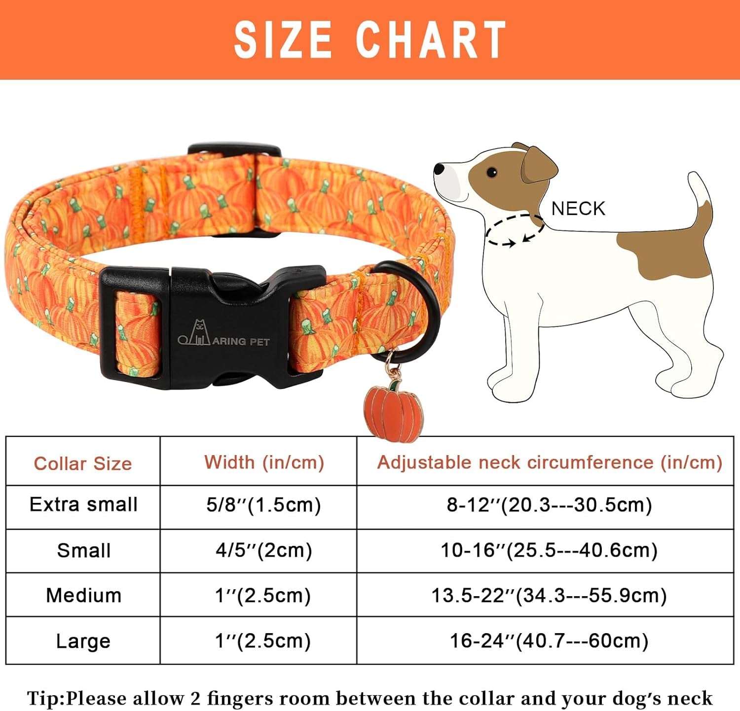 Halloween Dog Collars, Cute Gold Pumpkin Fall Pet Collar with Quick Release Buckle for Small Medium Large Girl Boy Dogs-M