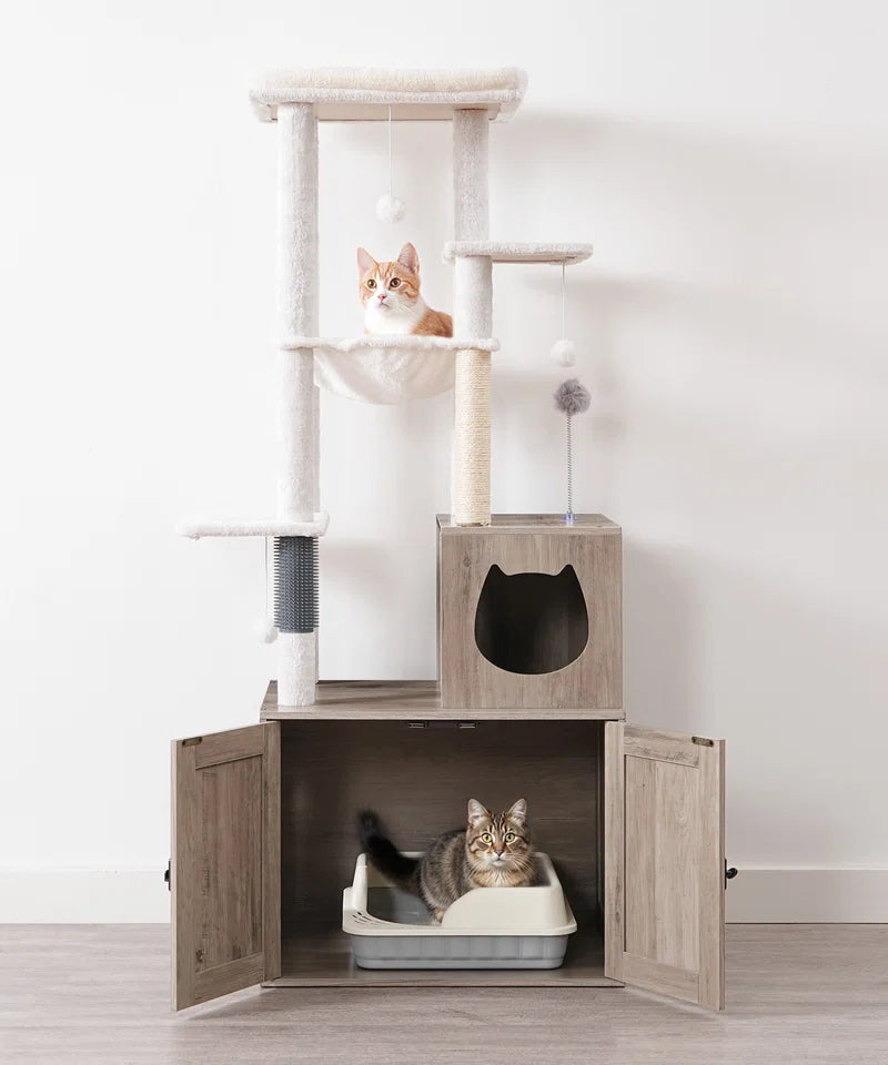 Neligh 59.4'' Tall Cat Tree with Litter Box Enclosure