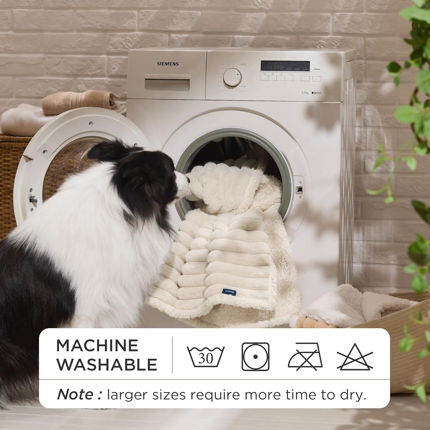 Waterproof Dog Blankets for Large Dogs - Soft Pet Cat Blanket Corduroy Fleece for Couch Bed Protector Washable, Cozy Calming Reversible Furniture Protection for Puppy,50"X60", Cream