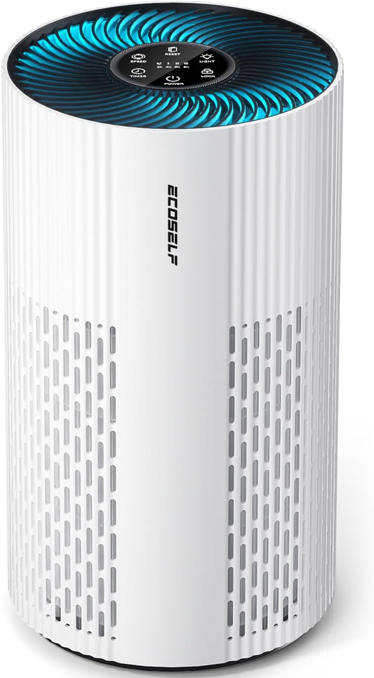 Air Purifiers for Home Large Room Cover up to 1500 Ft², with 20Db Sleep Mode, 360° Air Intake & Outlet, HEPA Air Purifier for Bedroom Pets, Air Cleaner with 7 Color Light, HAP604, Bright White