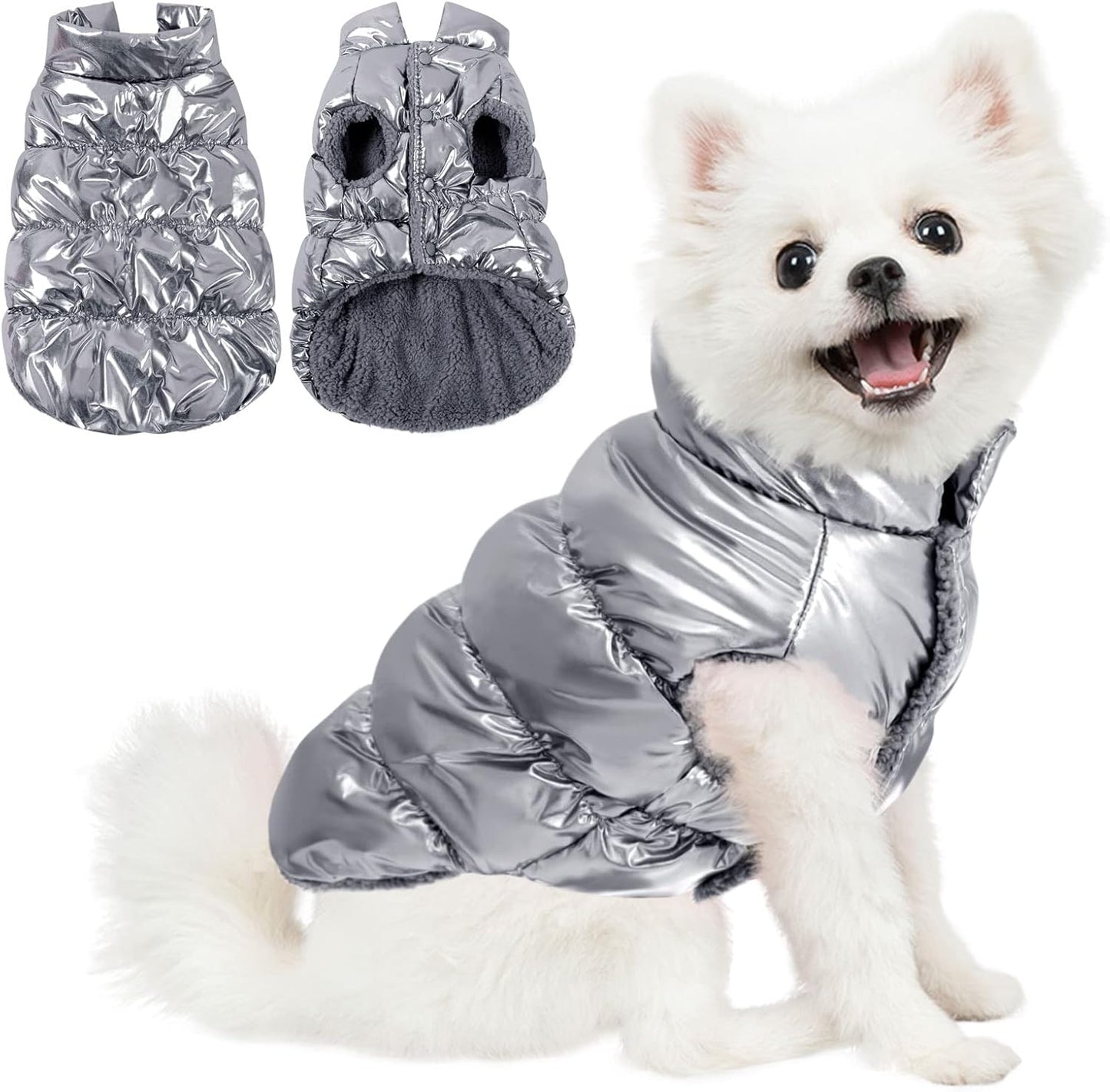 Dog Coat, Waterproof Dog Jacket, Winter Coats for Small Dogs, Windproof Dogs Puffer Jacket, Fleece Pet Snowsuit Puffer Vest with Snap Closure, Cold Weather Coats for Boy Girl Puppy, Pink, S