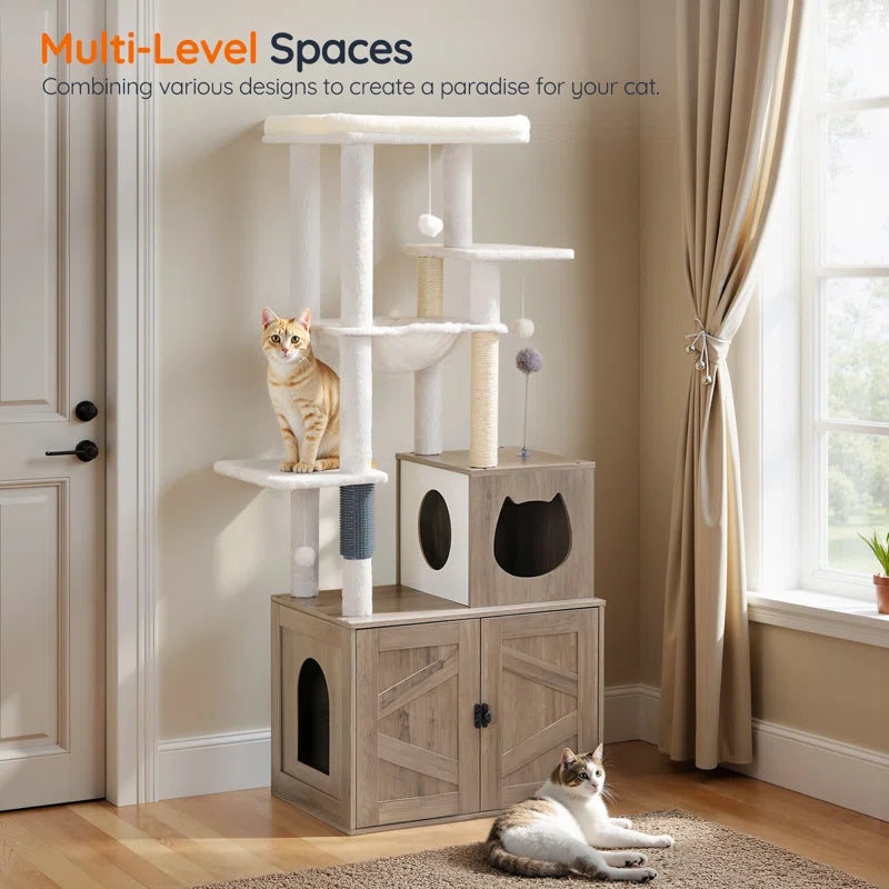 Neligh 59.4'' Tall Cat Tree with Litter Box Enclosure