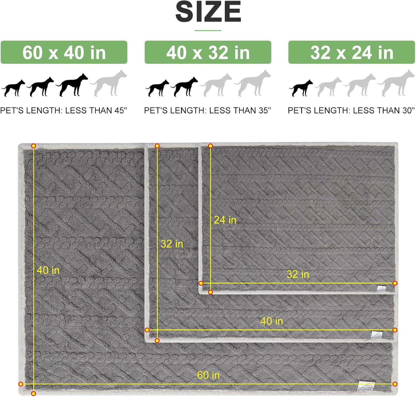 Waterproof Dog Blankets for Medium Large Dogs Washable- Reversable Dog Blanket for Furniture, Sofa, Couch, Crate, Car- Soft Sherpa Dog Throw Plush Pet Bed Blanket Cat Puppy, 40"X60" Grey