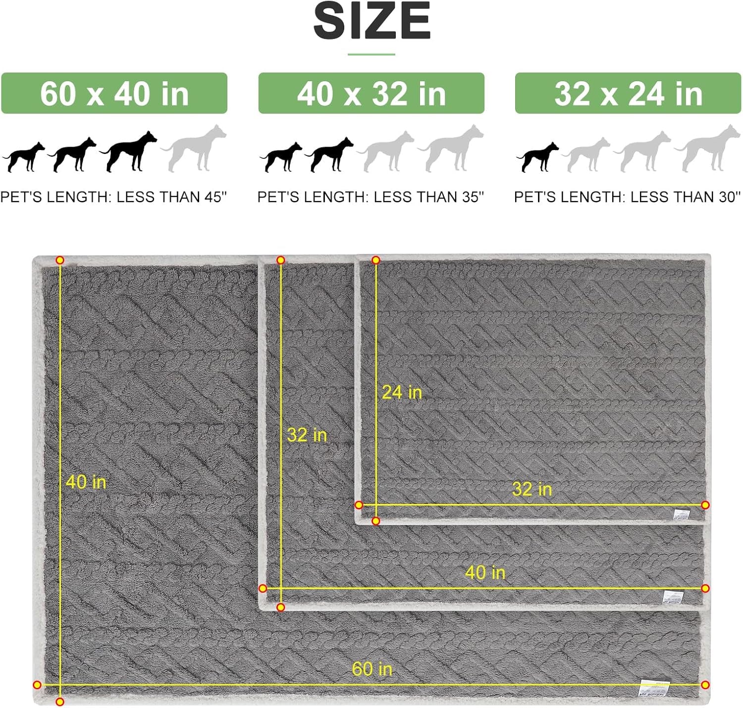 Waterproof Dog Blankets for Medium Large Dogs Washable- Reversable Dog Blanket for Furniture, Sofa, Couch, Crate, Car- Soft Sherpa Dog Throw Plush Pet Bed Blanket Cat Puppy, 40"X60" Grey