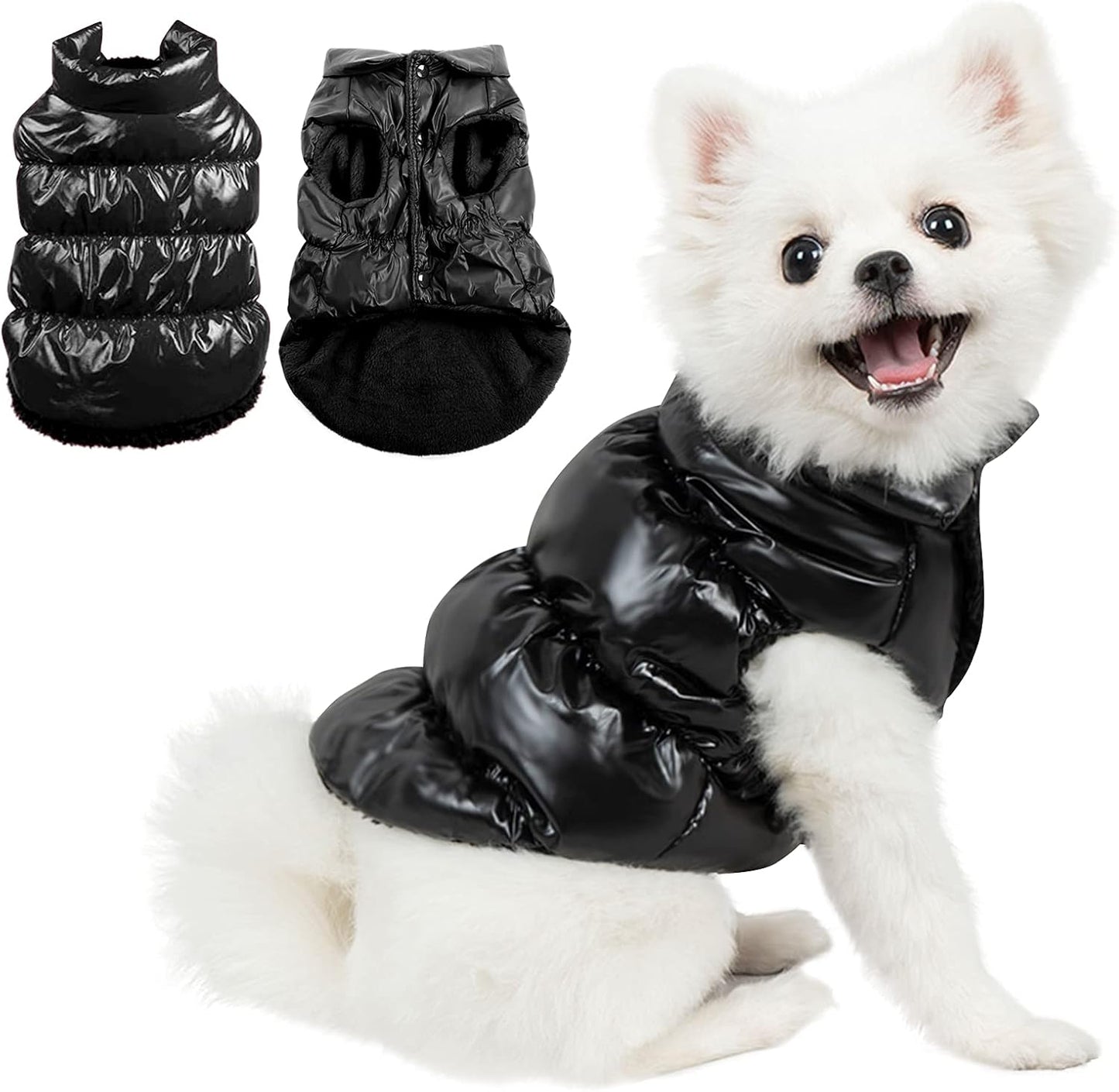Dog Coat, Waterproof Dog Jacket, Winter Coats for Small Dogs, Windproof Dogs Puffer Jacket, Fleece Pet Snowsuit Puffer Vest with Snap Closure, Cold Weather Coats for Boy Girl Puppy, Pink, S
