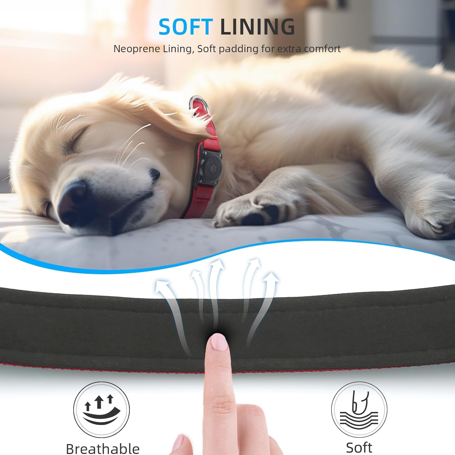 Upgraded Airtag Dog Collar, IP68 Waterproof Air Tag Dog Collar Holder, Reflective, Ultra-Durable, Comfortable Padded, Heavy Duty Dog Collars for Small Medium Large Dogs (S (10.6"-13.6"), Red)