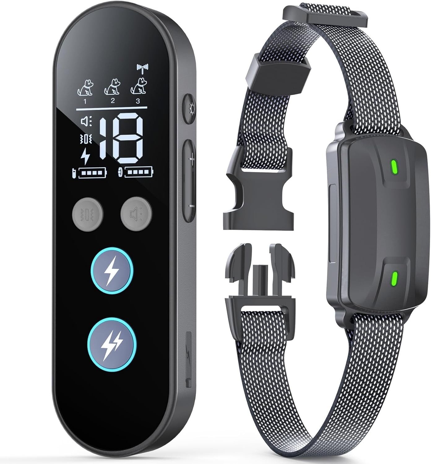 Dog Shock Collar with Remote Control, Dog Training Collar for Large Medium Dogs 40-120Lbs Waterproof, Shock Collar for Dogs with Beep Vibration Security Lock (Matte Black)