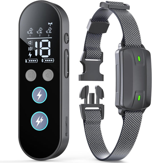 Dog Shock Collar with Remote Control, Dog Training Collar for Large Medium Dogs 40-120Lbs Waterproof, Shock Collar for Dogs with Beep Vibration Security Lock (Matte Black)