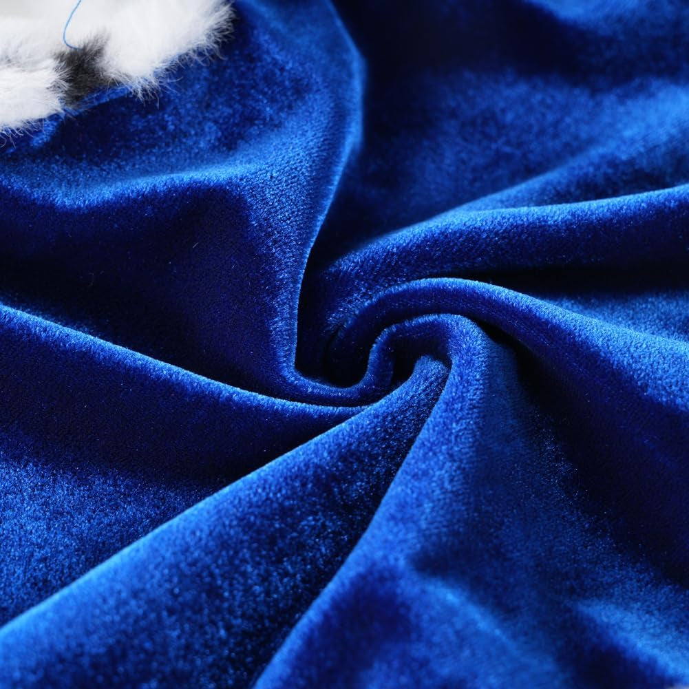 Pet Serial Lux Fur Blue Cat Dog Cloak for Halloween Costumes, King Queen Prince and Princess Cosplay-M