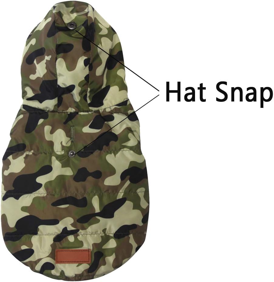 Fleece Lining Extra Warm Dog Hoodie in Winter,Small Dog Jacket Puppy Coats with Hooded,Green Camo XS