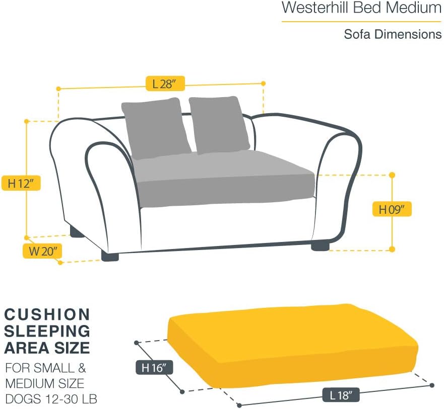 Westerhill Pet Sofa Bed, Charcoal, Medium, for Dogs and Cats All Medium and Small Breeds