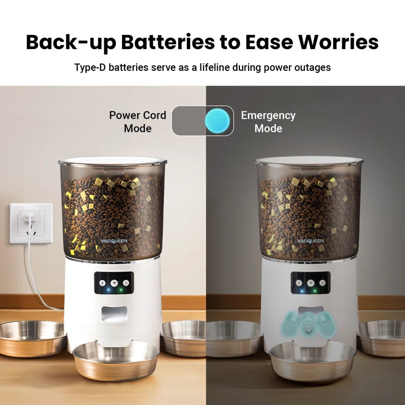 Automatic Cat Food Dispenser with 3 Bowls for 3 Cats & 6L Volum Capacity, 2.4G Wifi with APP Remote Feeding