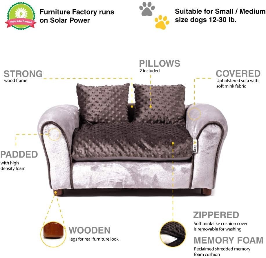 Westerhill Pet Sofa Bed, Charcoal, Medium, for Dogs and Cats All Medium and Small Breeds