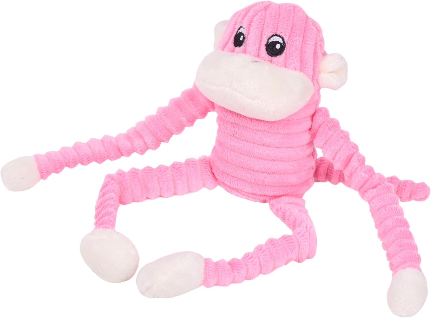 Crinkle Monkey - Interactive Dog Toys to Keep Them Busy, Squeaky Plush Pet Toy for All Breeds, Cute Gift for Small and Medium Dogs, Contains 1 round Squeaker - Small, Pink