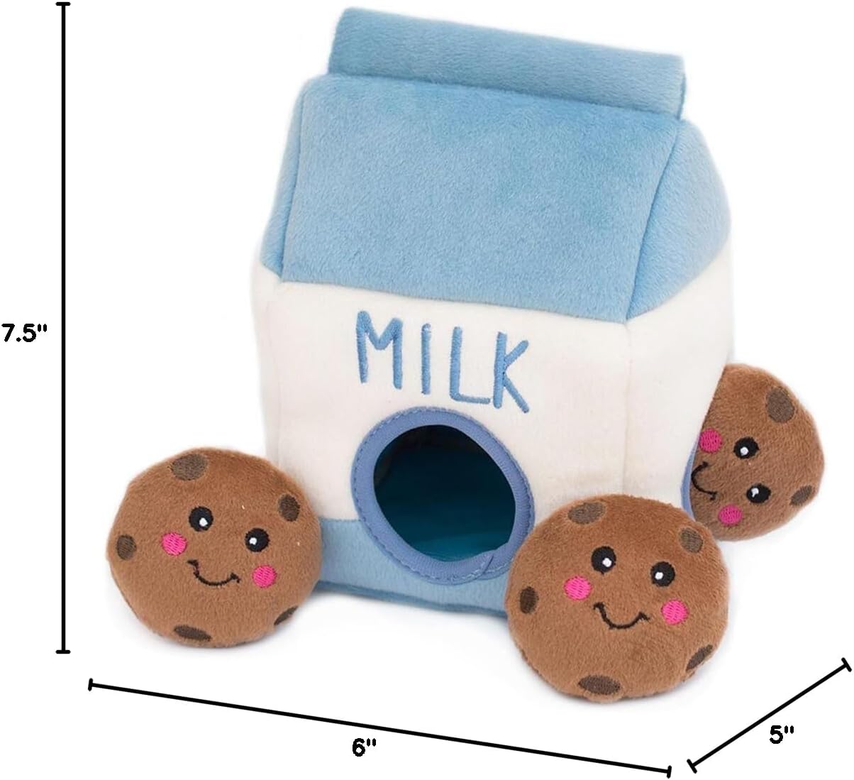 Burrow- Interactive Dog & Puppy Toys for Boredom, Stimulating Pet Products to Keep Them Busy, Hide & Seek Plush Puzzles, Squeaky Toy for Enrichment, for Small & Medium Dogs- Milk and Cookies