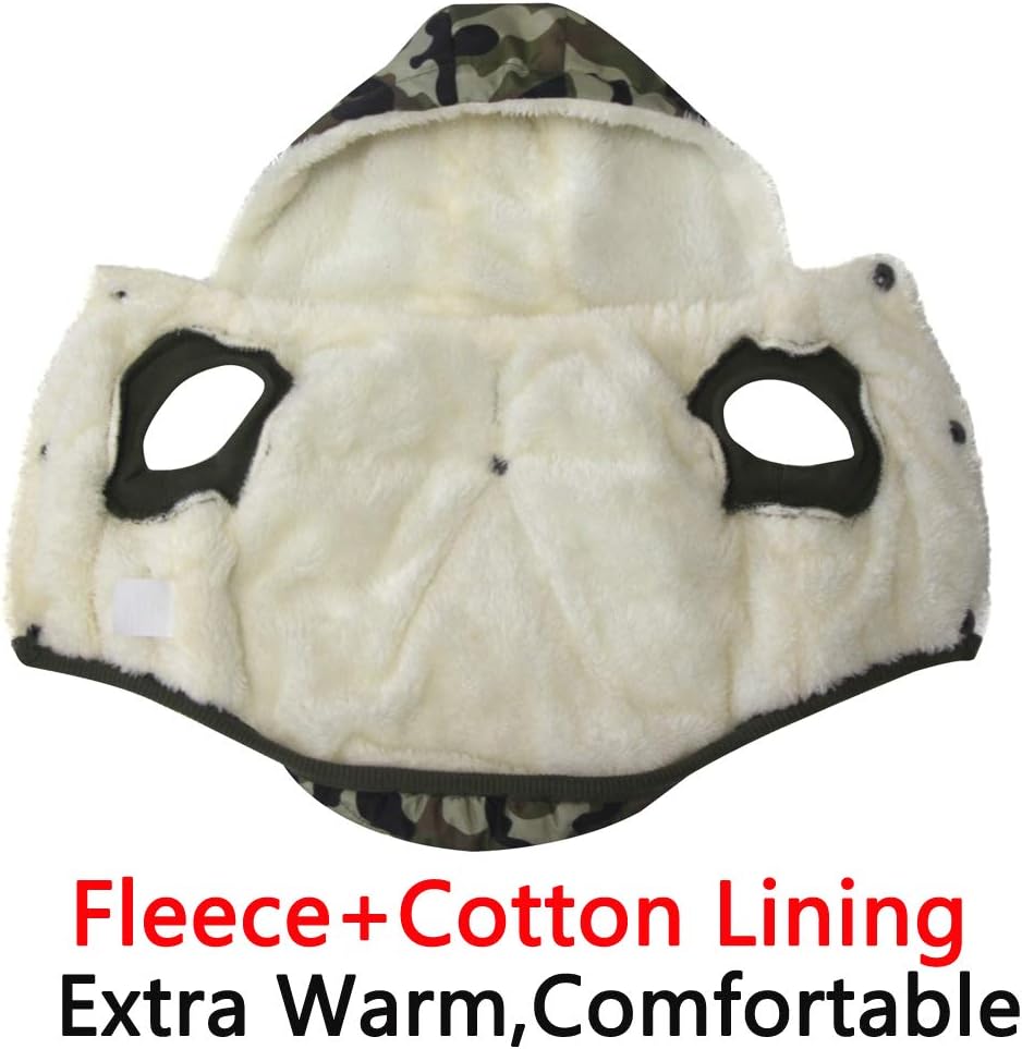 Fleece Lining Extra Warm Dog Hoodie in Winter,Small Dog Jacket Puppy Coats with Hooded,Green Camo XS