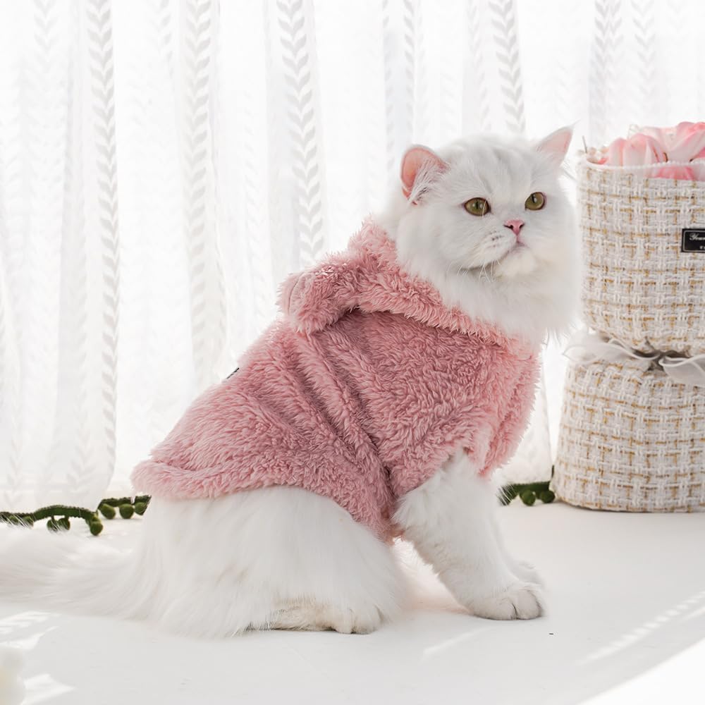 Cat Bunny Ears Costume Cute Dog Kitten Hoodies Sweater Rabbit Ears Puppy Pet Apparel (Medium,Pink)
