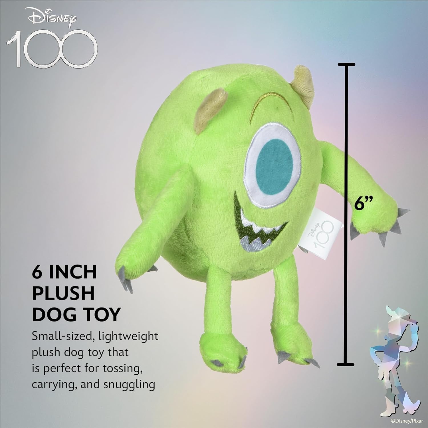 Pixar’S Mike Wazowski Plush Dog Toy 6In | Disney Pixar Dog Toys | Plush Toy for Dogs Inspired by Mike from Pixar’S Monsters, Inc. with Squeaker