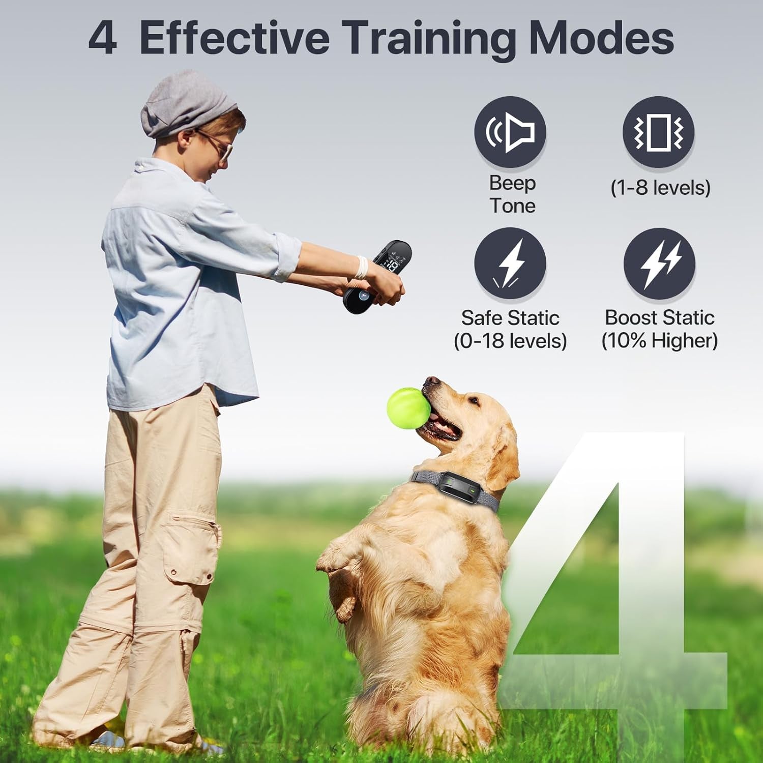 Dog Shock Collar with Remote Control, Dog Training Collar for Large Medium Dogs 40-120Lbs Waterproof, Shock Collar for Dogs with Beep Vibration Security Lock (Matte Black)
