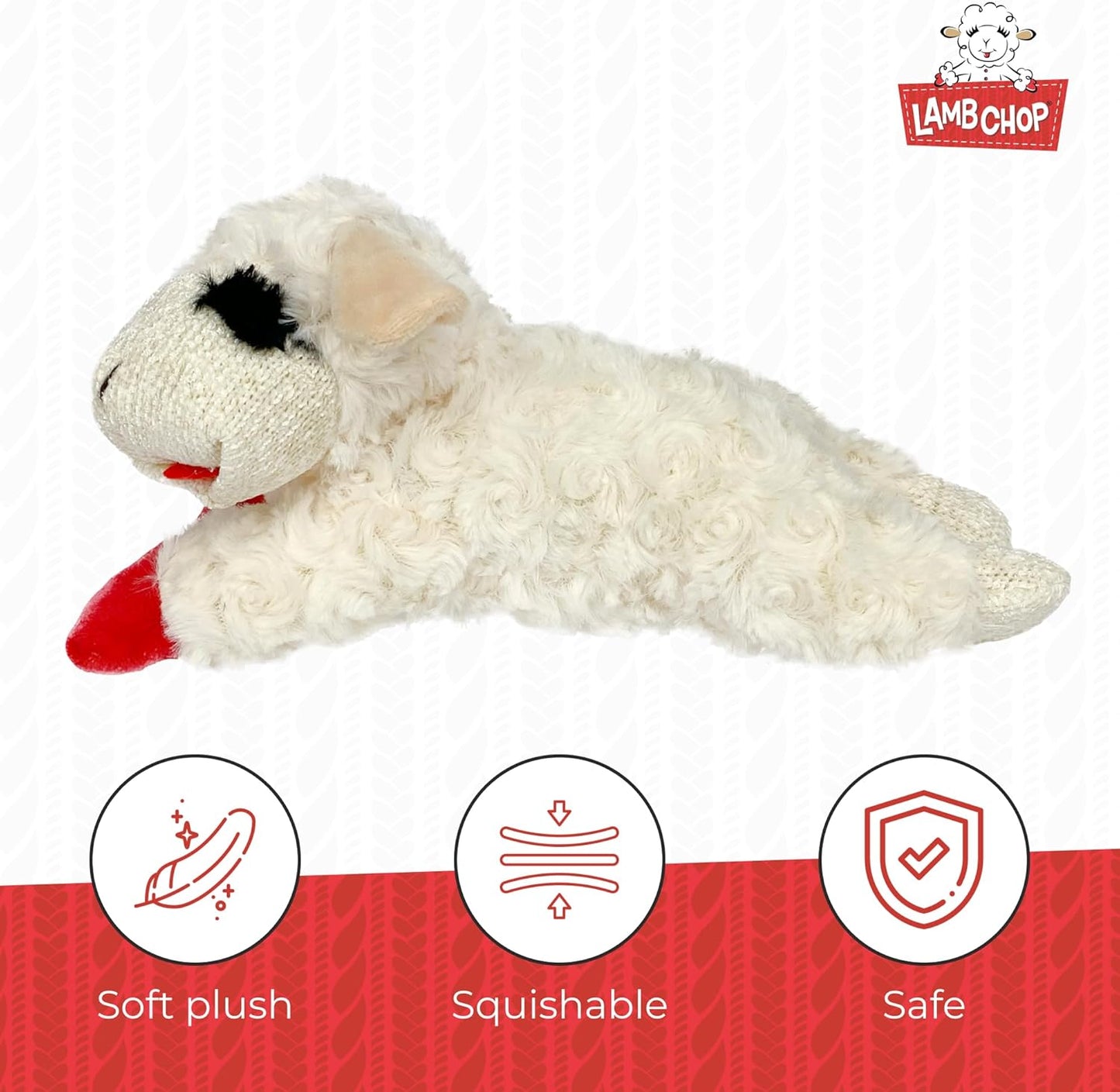 Lamb Chop Dog Plush Toy - Squeaky Dog Toy for Small & Medium Dogs - Extra Soft Plush Dog Toy - Stuffed Animal Dog Toy for Cuddling & Playing - Cute Pet Toy (10", Cream, 5 Squeakers)