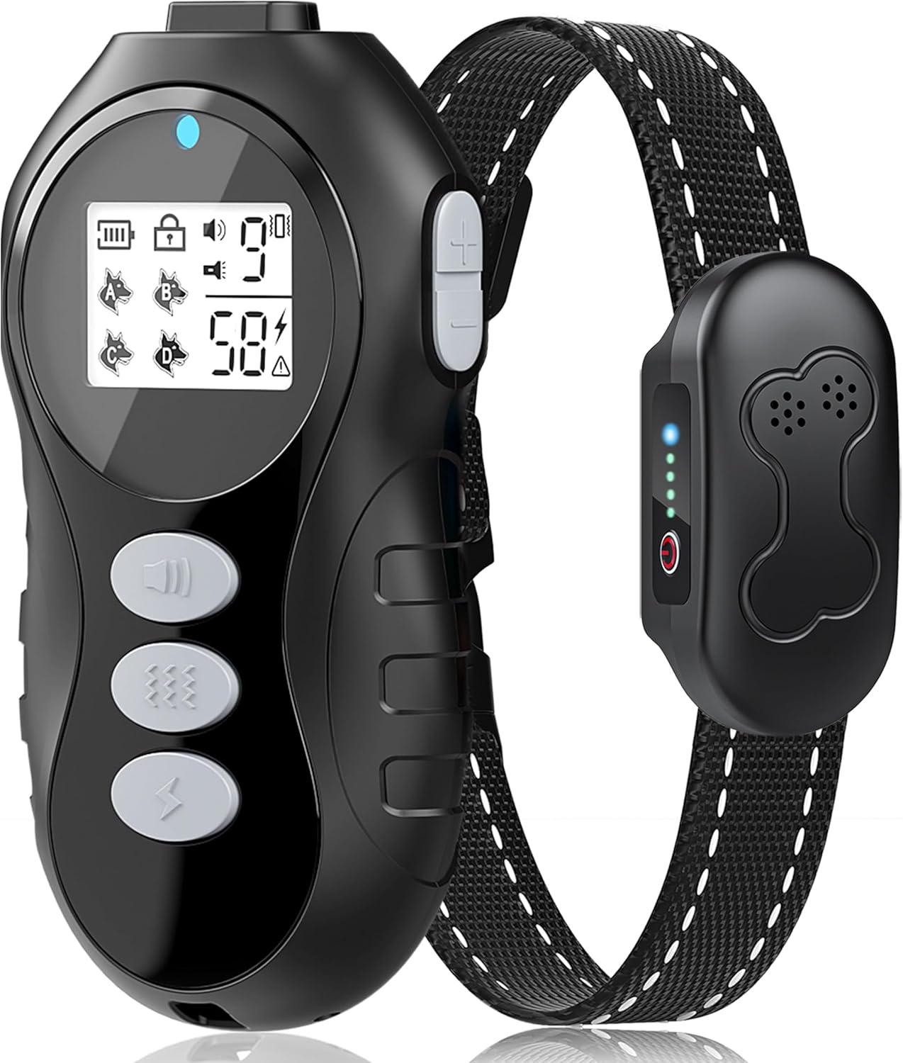 Dog Shock Collar with Remote Control - Shock Collar for Dogs IPX7 Waterproof Dog Training Collar with Beep Vibration Static Correction Flashlight Long-Lasting Battery Safe Training for Dogs 10–120 Lbs