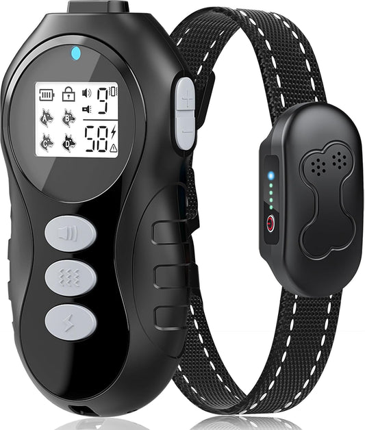 Dog Shock Collar with Remote Control - Shock Collar for Dogs IPX7 Waterproof Dog Training Collar with Beep Vibration Static Correction Flashlight Long-Lasting Battery Safe Training for Dogs 10–120 Lbs