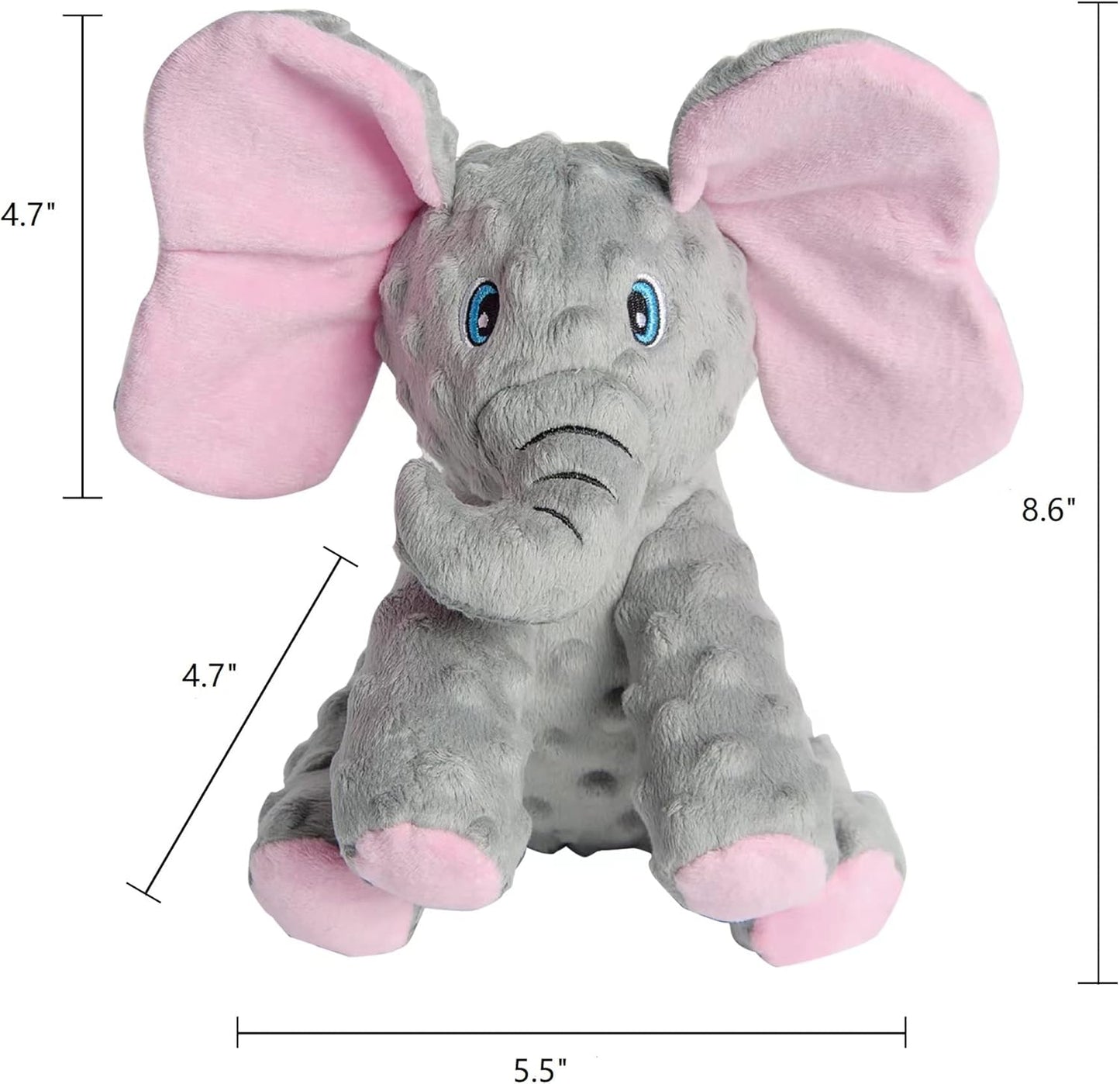 Dog Toys Puppy Toys Cute Squeaky Elephant Dog Toy with Crinkle Paper Stuffed Plush Animal to Keep Them Busy for Small Medium Large Dogs