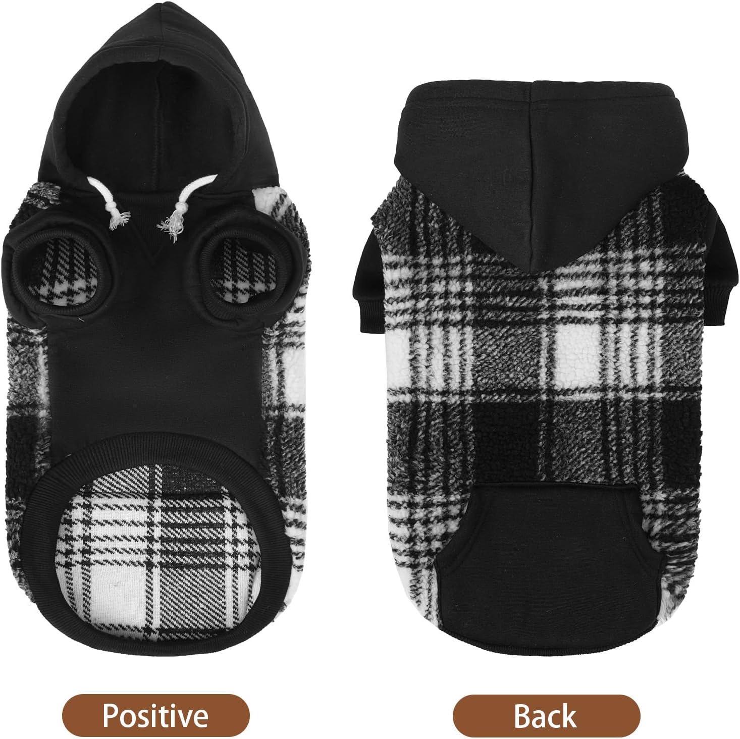 Dog Hoodie Puppy Sweatshirt Warm Dog Sweater Winter Clothes Cold Weather Coats for Small Medium Large Dogs, Black, XL