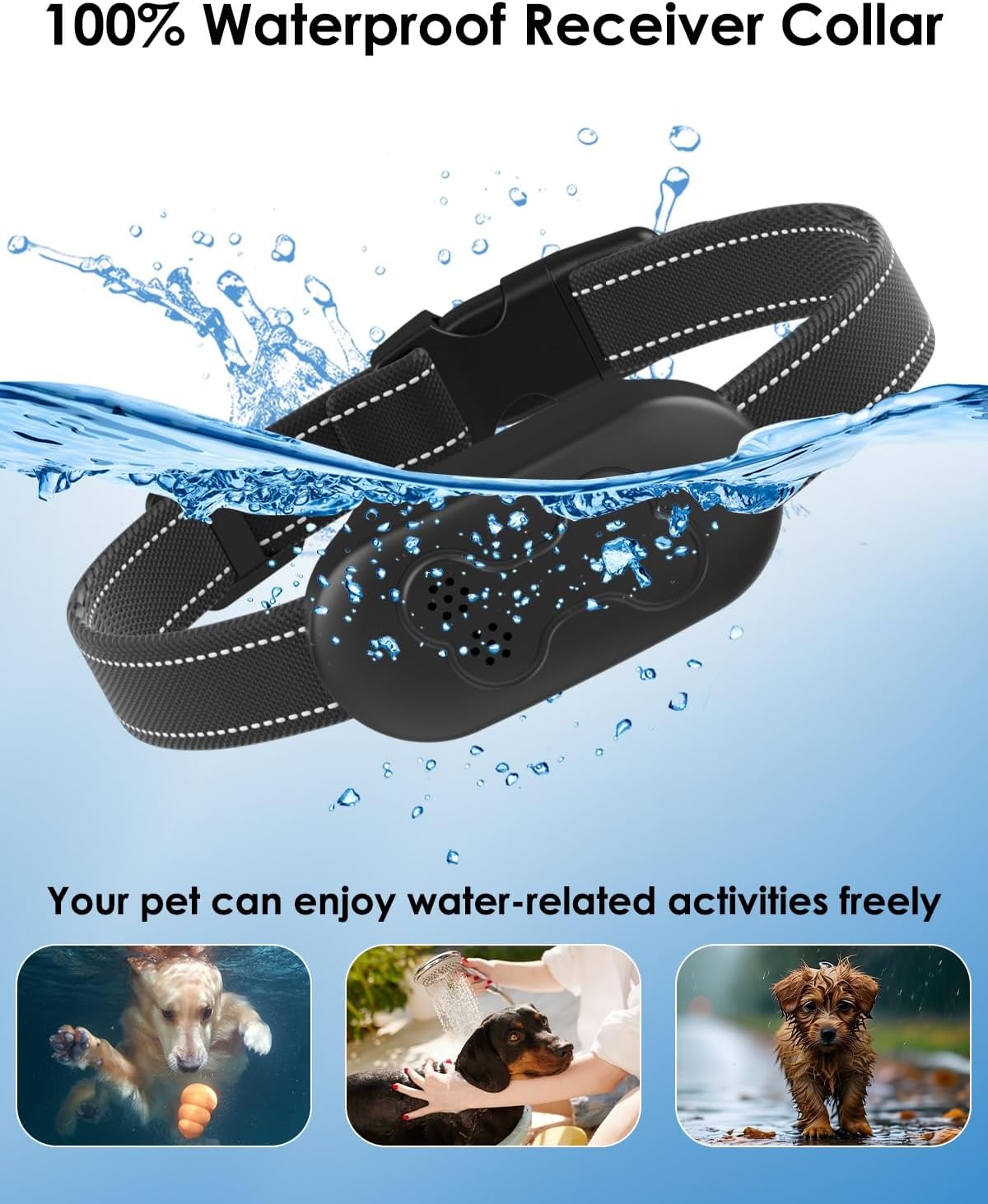 Dog Shock Collar with Remote Control - Shock Collar for Dogs IPX7 Waterproof Dog Training Collar with Beep Vibration Static Correction Flashlight Long-Lasting Battery Safe Training for Dogs 10–120 Lbs