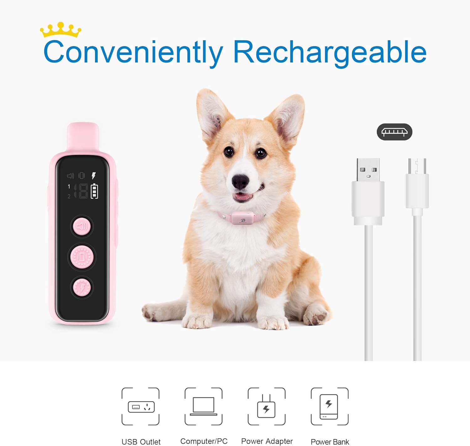 Dog Shock Collar for 2 Dogs - (8-120Lbs) Waterproof Rechargeable Electric Dog Training Collar with Remote for Small Medium Large Dogs with Beep Vibration Safe Shock Modes(Pink)