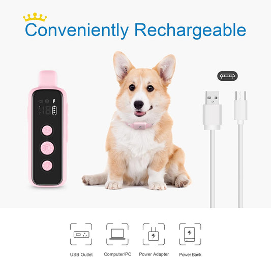 Dog Shock Collar for 2 Dogs - (8-120Lbs) Waterproof Rechargeable Electric Dog Training Collar with Remote for Small Medium Large Dogs with Beep Vibration Safe Shock Modes(Pink)