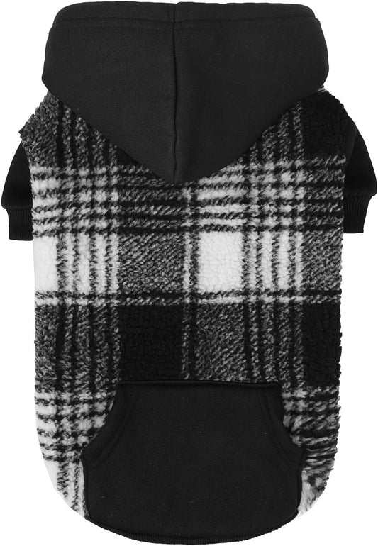 Dog Hoodie Puppy Sweatshirt Warm Dog Sweater Winter Clothes Cold Weather Coats for Small Medium Large Dogs, Black, XL