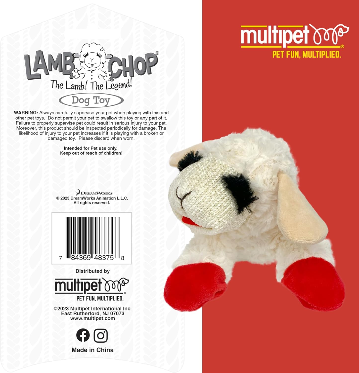Lamb Chop Dog Plush Toy - Squeaky Dog Toy for Small & Medium Dogs - Extra Soft Plush Dog Toy - Stuffed Animal Dog Toy for Cuddling & Playing - Cute Pet Toy (10", Cream, 5 Squeakers)