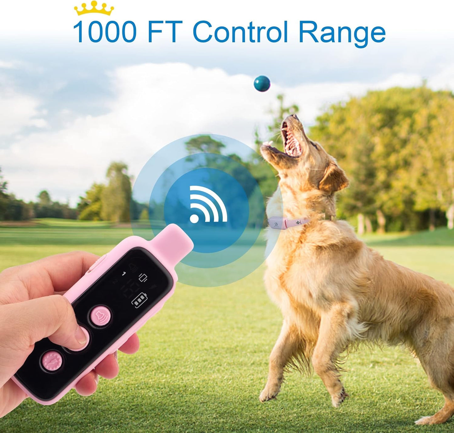 Dog Shock Collar for 2 Dogs - (8-120Lbs) Waterproof Rechargeable Electric Dog Training Collar with Remote for Small Medium Large Dogs with Beep Vibration Safe Shock Modes(Pink)