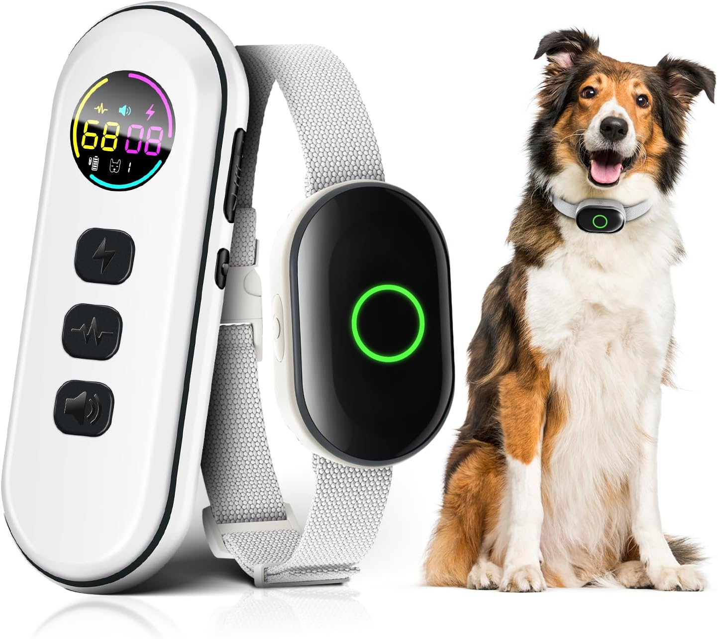 2025 Upgraded Shock Collar for Dogs, Dog Training Collar with Remote Control for Medium Large Dogs, 3 Training Modes - Beep, Vibration and Shock with Safety Lock, IPX7 Waterproof, Rechargeable,White
