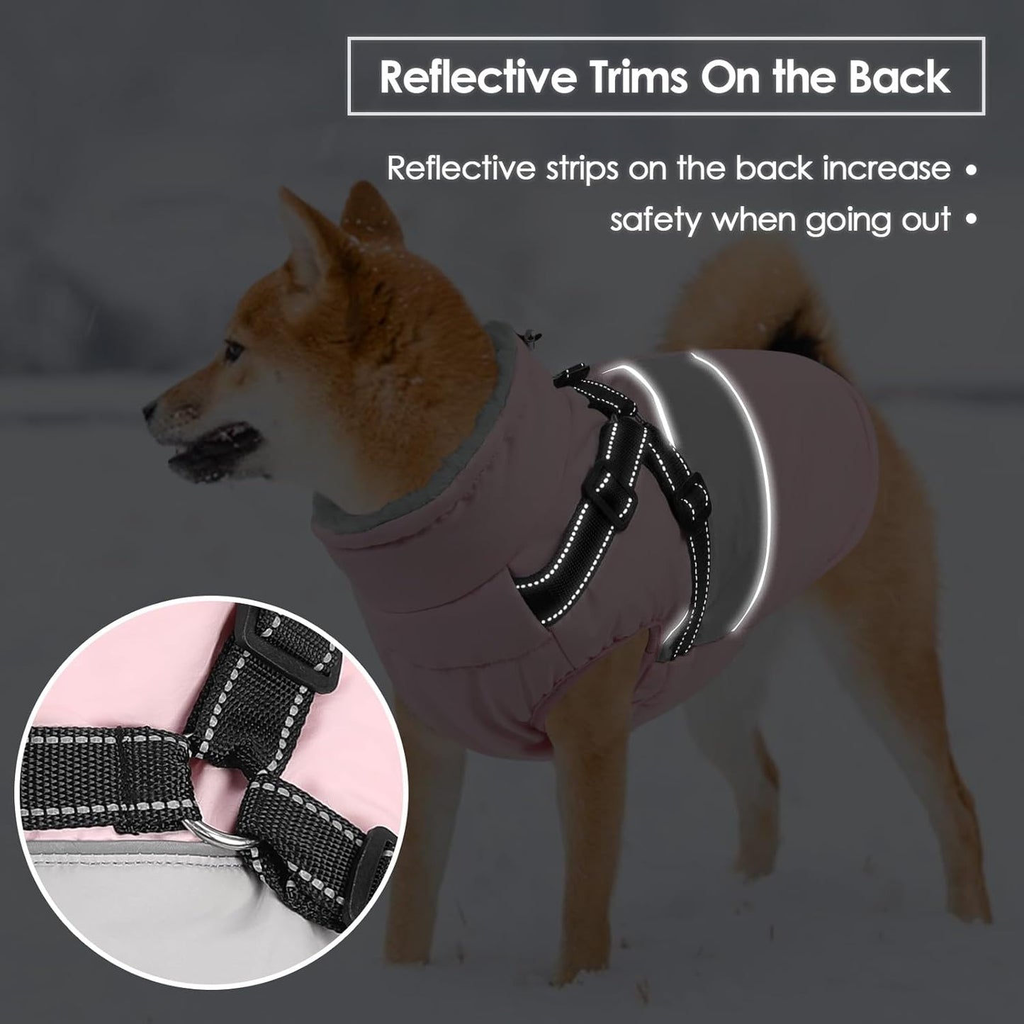 Small Dog Coat with Harness Built In, Warm Dog Jacket Winter with Zipper on Back, Waterproof Pet Snow Jacket Snowsuit Pet Sweater Clothes for Schnauzer, Yorkshire Terrier, Pink S