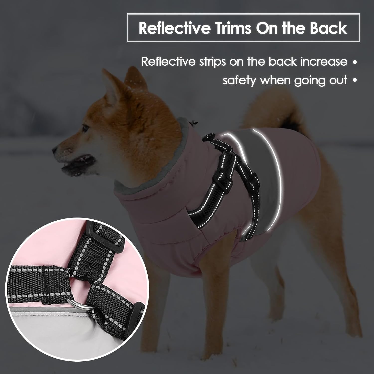 Small Dog Coat with Harness Built In, Warm Dog Jacket Winter with Zipper on Back, Waterproof Pet Snow Jacket Snowsuit Pet Sweater Clothes for Schnauzer, Yorkshire Terrier, Pink S