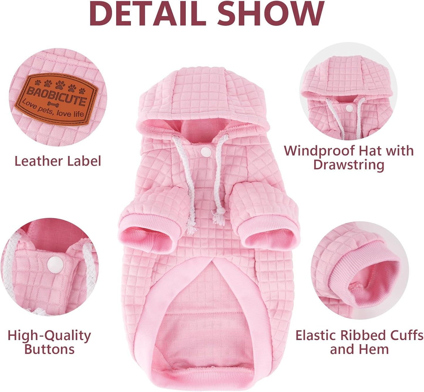 2 Pack Dog Hoodie Sweaters for Small Medium Large Dogs Winter Fall Warm Dog Clothes for Small Dogs Ultra-Soft Sweatshirt Jackets Waffle-Like Laminated Coats Bulldog Pitbull Schnauzer Cats