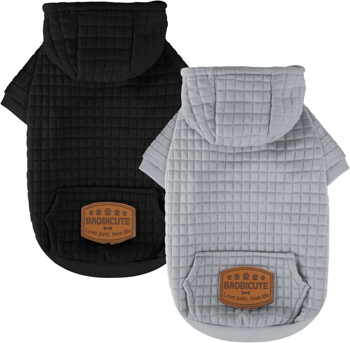 2 Pack Dog Hoodie Sweaters for Small Medium Large Dogs Winter Fall Warm Dog Clothes for Small Dogs Ultra-Soft Sweatshirt Jackets Waffle-Like Laminated Coats Bulldog Pitbull Schnauzer Cats
