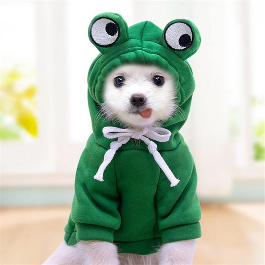 Warm Dog Winter Clothes Cute Fruit Dog Coat Hoodies Fleece Pet Dogs Costume Jacket for French Bulldog Chihuahua Ropa Para Perro(Green,M)