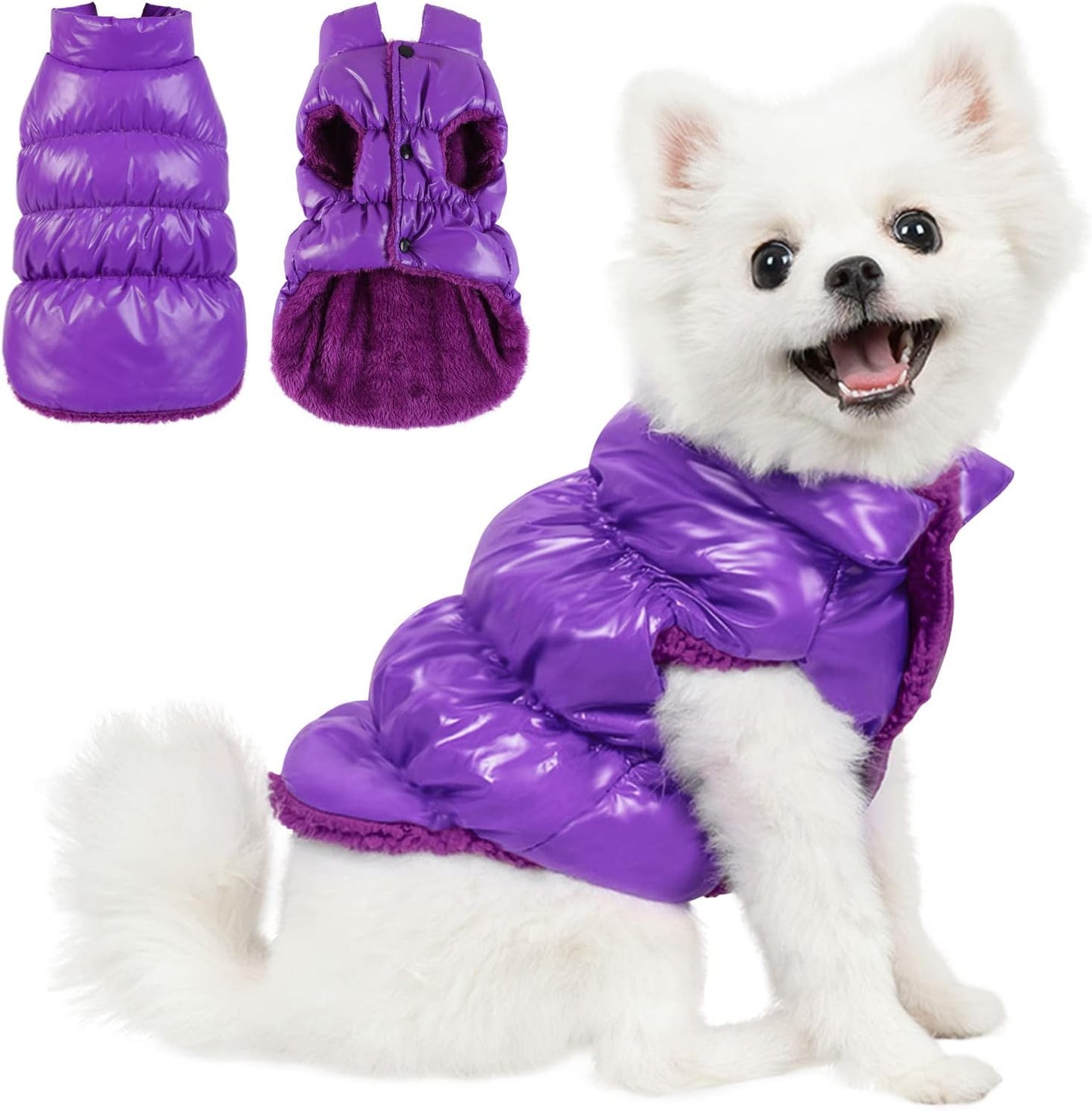Dog Coat, Waterproof Dog Jacket, Winter Coats for Small Dogs, Windproof Dogs Puffer Jacket, Fleece Pet Snowsuit Puffer Vest with Snap Closure, Cold Weather Coats for Boy Girl Puppy, Pink, S