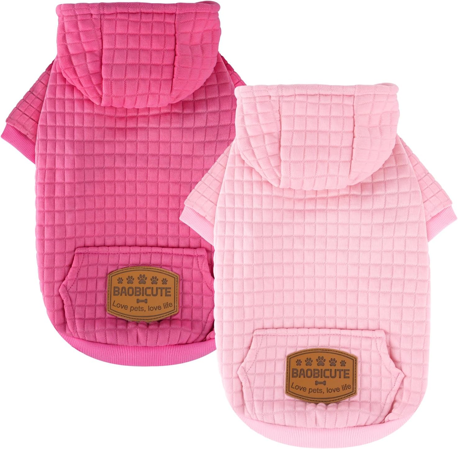 2 Pack Dog Hoodie Sweaters for Small Medium Large Dogs Winter Fall Warm Dog Clothes for Small Dogs Ultra-Soft Sweatshirt Jackets Waffle-Like Laminated Coats Bulldog Pitbull Schnauzer Cats