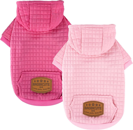 2 Pack Dog Hoodie Sweaters for Small Medium Large Dogs Winter Fall Warm Dog Clothes for Small Dogs Ultra-Soft Sweatshirt Jackets Waffle-Like Laminated Coats Bulldog Pitbull Schnauzer Cats