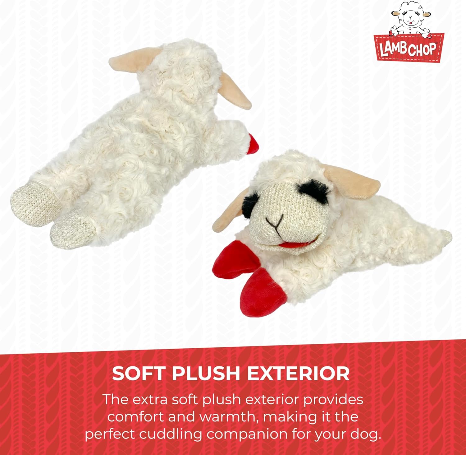 Lamb Chop Dog Plush Toy - Squeaky Dog Toy for Small & Medium Dogs - Extra Soft Plush Dog Toy - Stuffed Animal Dog Toy for Cuddling & Playing - Cute Pet Toy (10", Cream, 5 Squeakers)